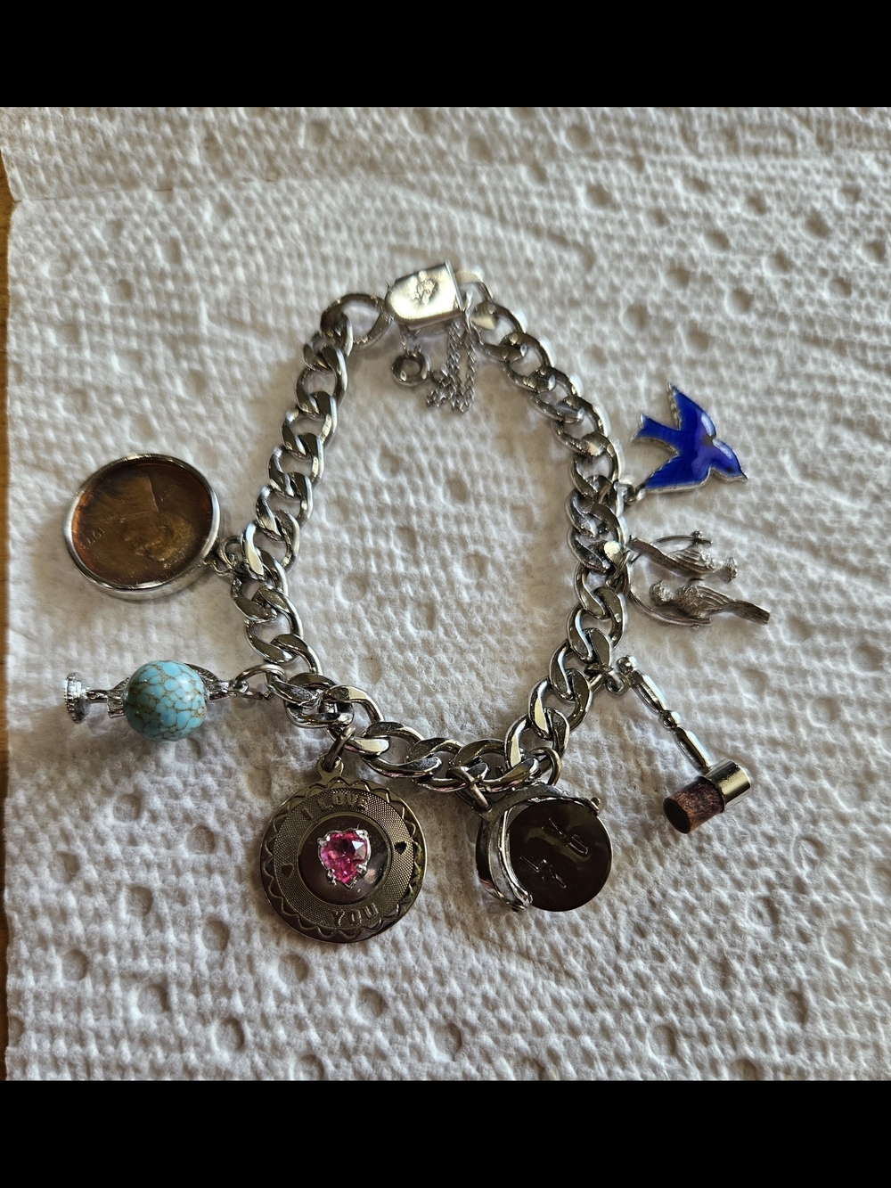 Vintage 1973 Silver Charm Bracelet